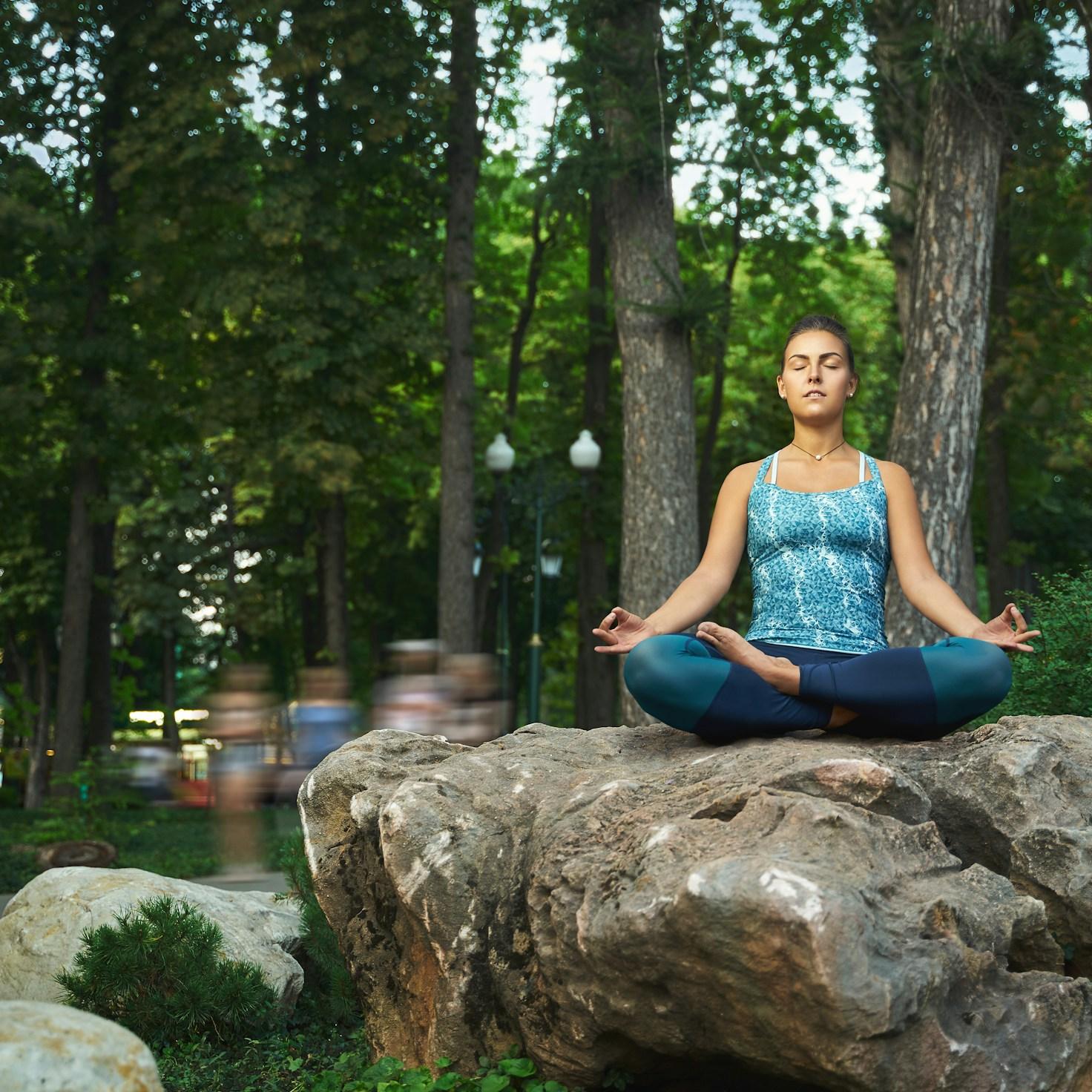 Meditation practice space with cushions arranged in circle